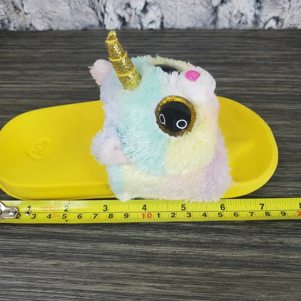 TY Heather Unicorn Kitty Slide Sandals‎ Yellow / Multicolor Youth 11-13
